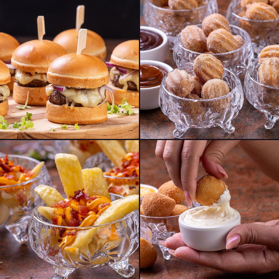 Lanche da Madrugada: mini burgers, churros, porções e coxinha
